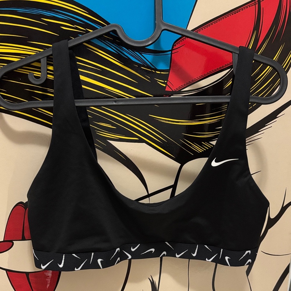Nike Women's Black Sports Bra with White Accents